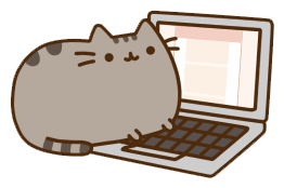 Pusheen Playing on a Laptop